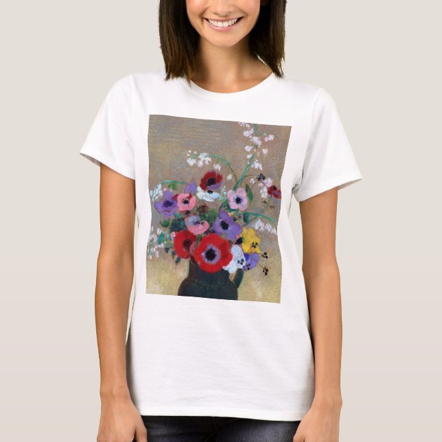 Camiseta Vase com Flores Mistas, Redon (Frente)