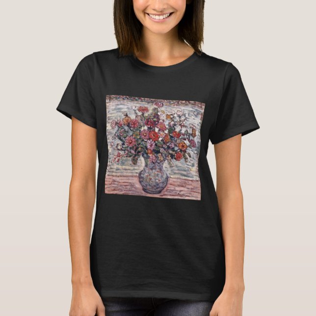 Camiseta Vase das Flores, Zinnias, por Maurice Prendergast (Frente)