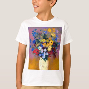 Camiseta Vaso Branco com Flores Odilon Redon