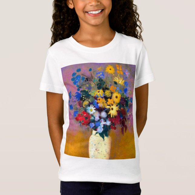 Camiseta Vaso Branco com Flores Odilon Redon (Frente)