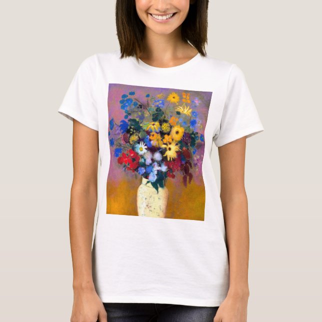 Camiseta Vaso Branco com Flores Odilon Redon (Frente)