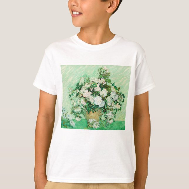 Camiseta Vaso com Rosas Cor-de-Rosa, Vincent Van Gogh (Frente)