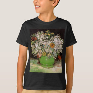 Camiseta Vaso com Zinnias e outras flores