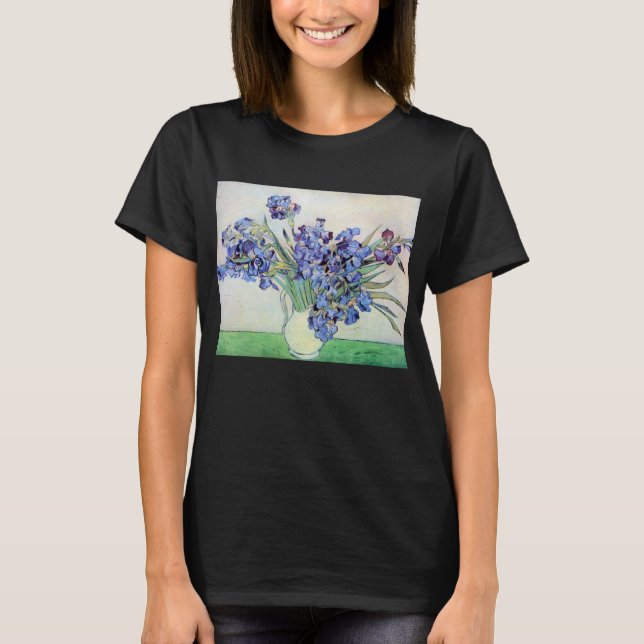 Camiseta Vaso de Flores com Íris por Vincent van Gogh (Frente)