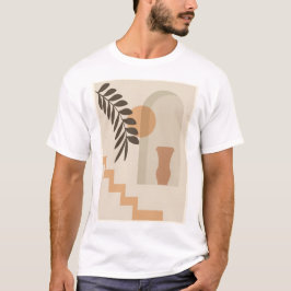 Camiseta Vaso de Folha de Escada Sol, Arte Geométrica Abstr