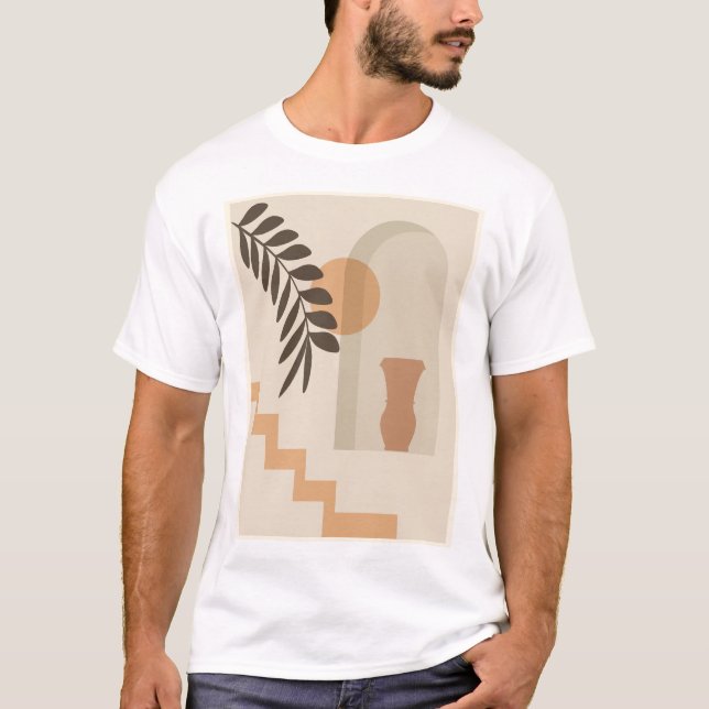 Camiseta Vaso de Folha de Escada Sol, Arte Geométrica Abstr (Frente)