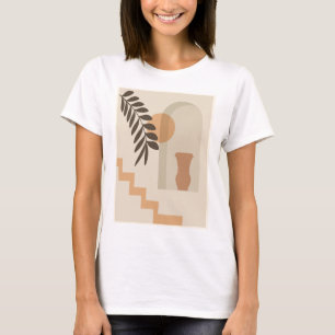 Camiseta Vaso de Folha de Escada Sol, Arte Geométrica Abstr