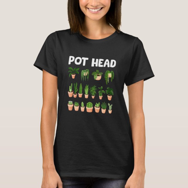 Camiseta Vaso de planta interna Cabeça de planta envasada J (Frente)