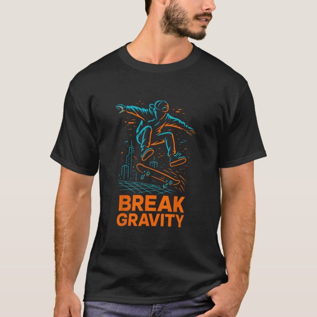Camiseta Vaso de Skateboarding Quebra Gravidade Dinâmico Es (Frente)