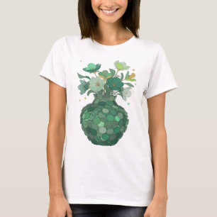 Camiseta Vaso Floral Verde ATRATIVO Design Personalizado