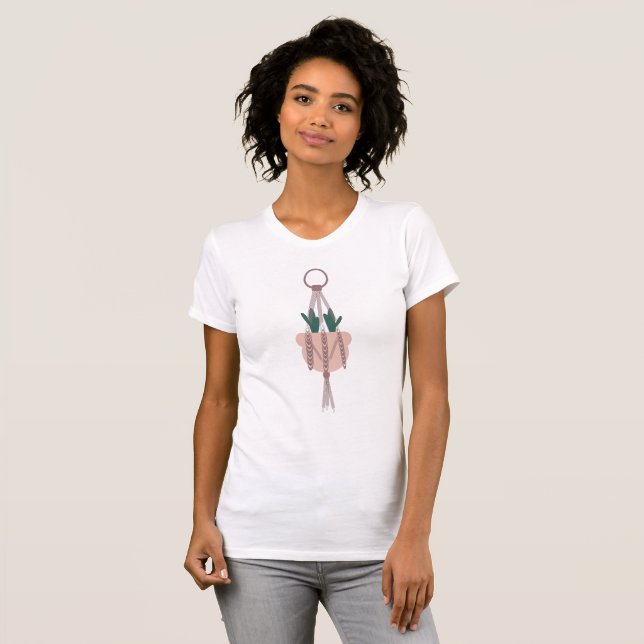Camiseta Vasos de Cacto Plantas Penduradas (Frente Completa)