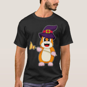 Camiseta Vassoura-de-bruxa do Halloween de Hamster