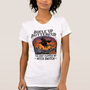 Camiseta Vassoura De Halloween Da Bruxa Da Borboleta Borbol