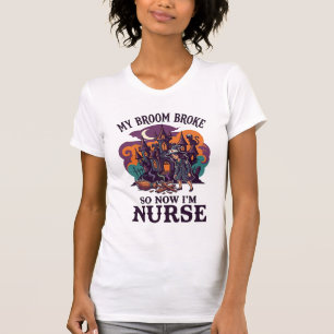 Camiseta Vassoura Quebrou Enfermeira Halloween Bruxa Casa A