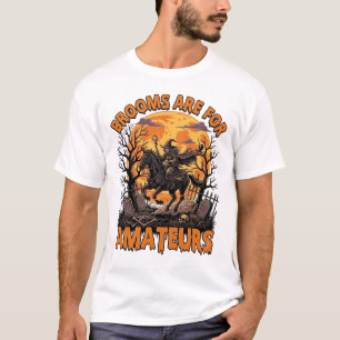 Camiseta Vassouras São Amadores de Halloween Bruxa Cavalo L