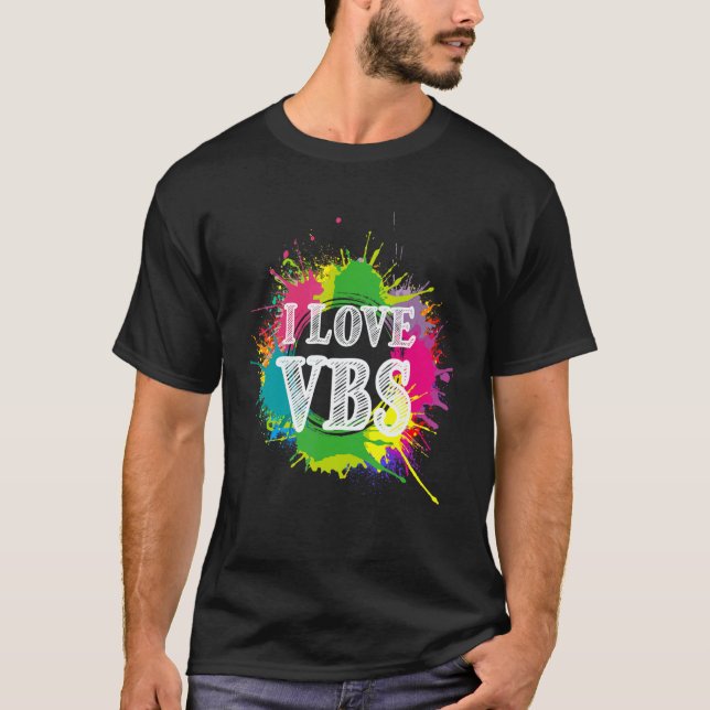 Camiseta Vbs Crew Vacation Bible School Paint Splatter (Frente)
