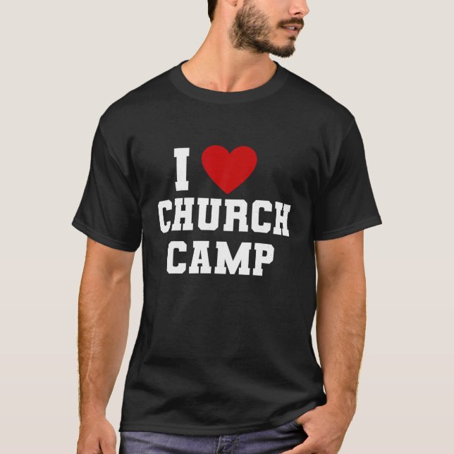 Camiseta VBS I Love Church Camp Christian Church Bíblia Sch (Frente)