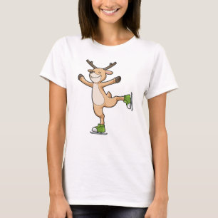 Camiseta Veado a patinar gelo com skates de gelo