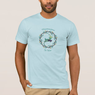 Camiseta Veado Alegre Natal com Coroa de Teal Masculino