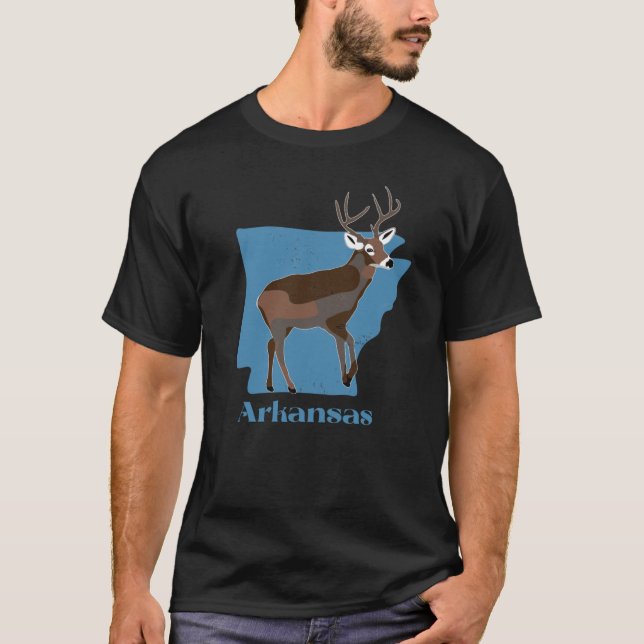 Camiseta Veado Branco Do Estado Do Arkansas (Frente)
