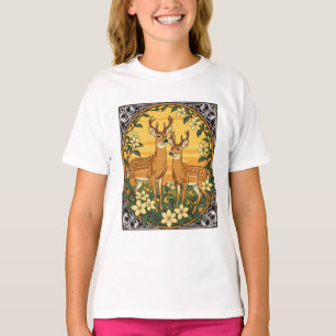 Camiseta Veado-Branco E Flores De Jasmim Amarelo