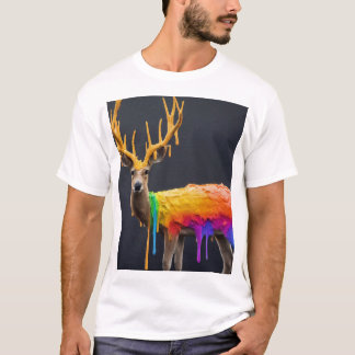 Camiseta "Veado com Design de Arco-Íris: Negrito e Artístic