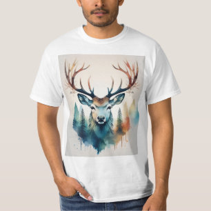 Camiseta Veado com galhadas e floresta