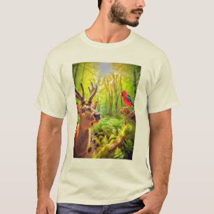 Camiseta Veado curioso na selva