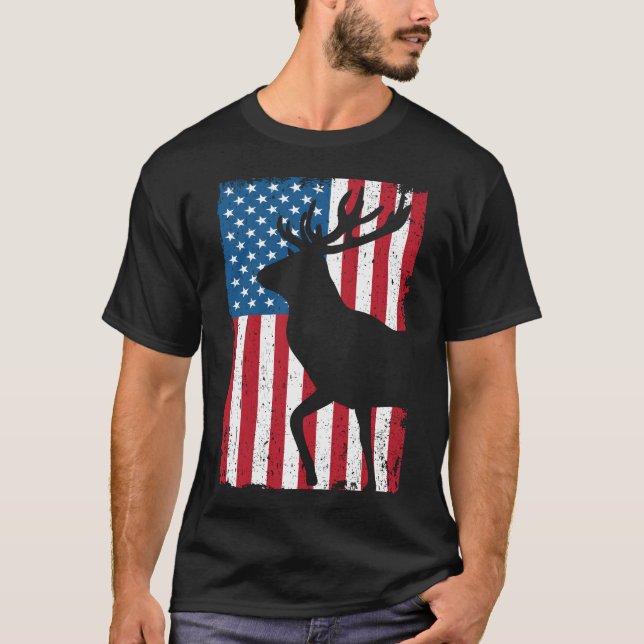 Camiseta veado-de-bandeira americano (Frente)