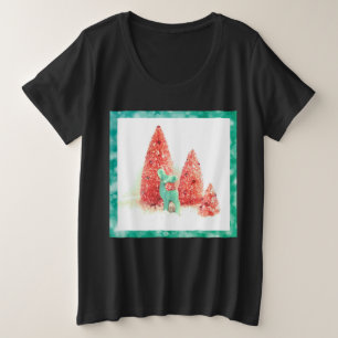 Camiseta Veado de Natal com Aqua Frame Plus Tamanho T-S