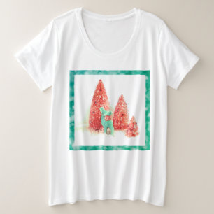 Camiseta Veado de Natal com Quadro Aqua
