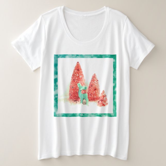 Camiseta Veado de Natal com Quadro Aqua (Frente do Design)