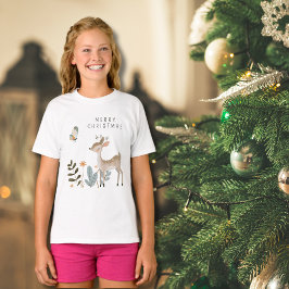 Camiseta Veado e borboleta com aquarela minimalista