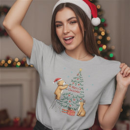 Camiseta Veado e urso de Natal