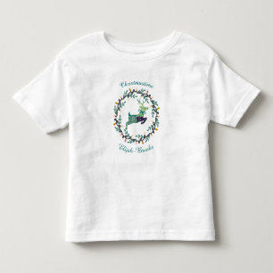 Camiseta Veado Feliz Natal com Coroa de Teal Personalizado