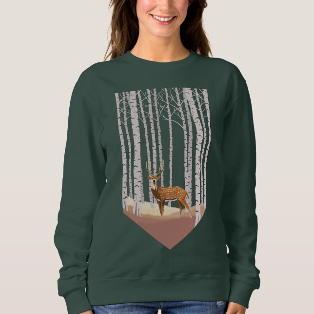 Camiseta Veado na floresta de Birch (Frente)