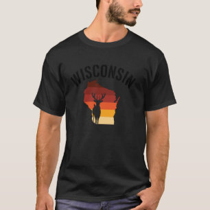 Camiseta Veado Retro Wisconsin Buck Natureza Esporte Ao Ar