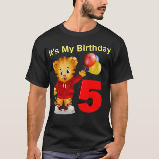 Camiseta Vebyhogh Daniel Tiger 5 Anos Criança Aniversário