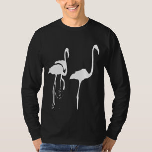 Camiseta Vect de Silhueta Branca de Três Flamingos Minimali