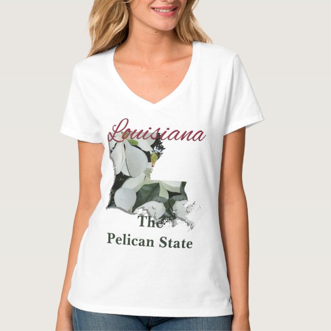 Camiseta Vee-Tee Básico das Mulheres - LOUISIANA (Frente)