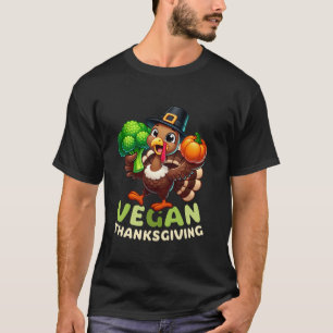 Camiseta Vegan Ação de Graças Peregrino Turquia Engraçado V