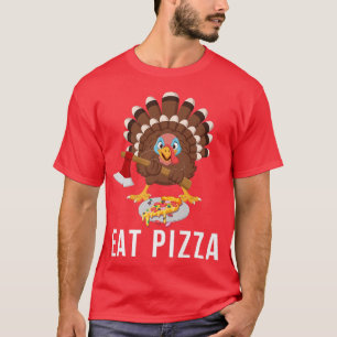Camiseta Vegan Ação de Graças Turquia Coma Pizza Não Coma C