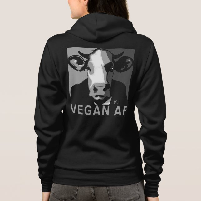 Camiseta Vegan AF Pop Art Hoodie in Black and White (Verso)