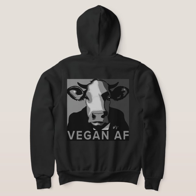 Camiseta Vegan AF Pop Art Hoodie in Black and White (Postura das costas)