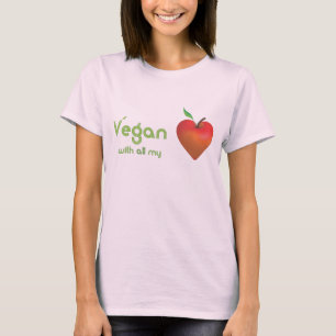 Camiseta Vegan com todo o meu coração (coração vermelho