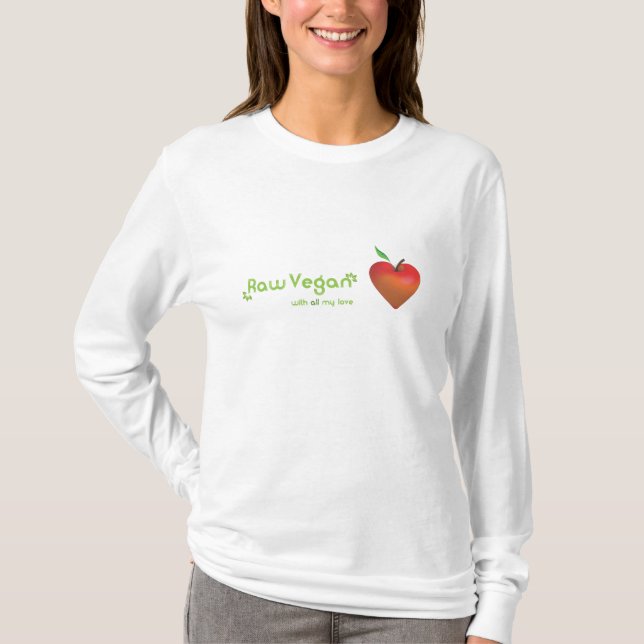 Camiseta Vegan cru com todo meu amor (coração vermelho da (Frente)
