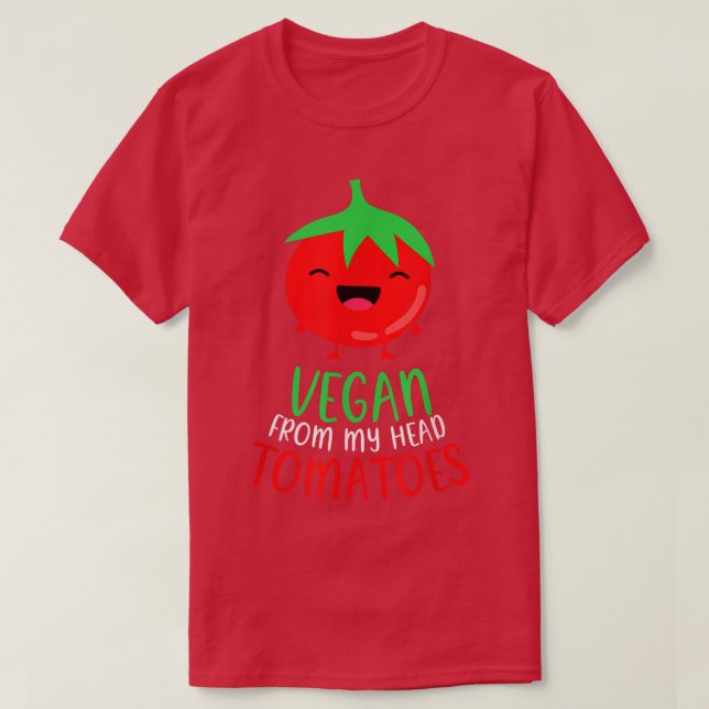 Camiseta Vegan Do Meu Cabeça Tomates Vegetarianos Vegan (Frente do Design)