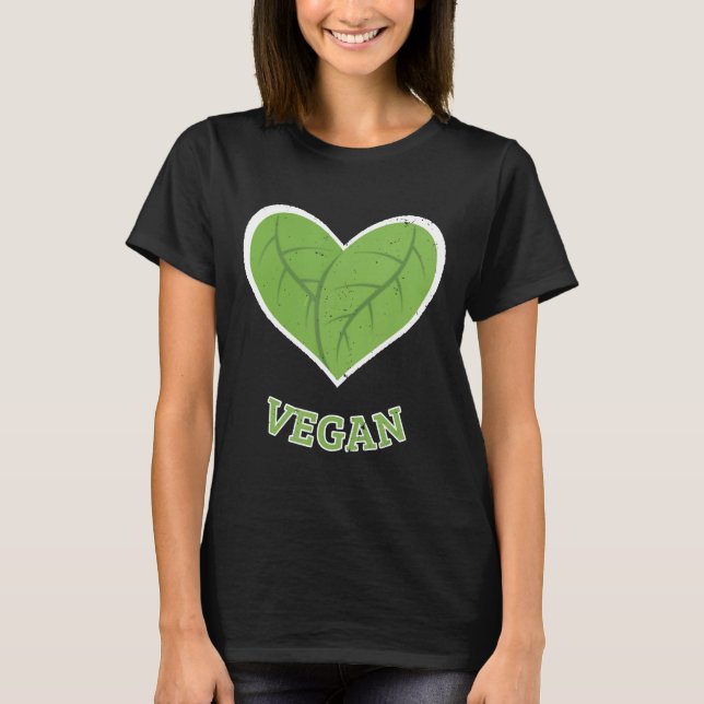 Camiseta Vegan Heart Leaf Funny Vegans Vegetarians Health (Frente)