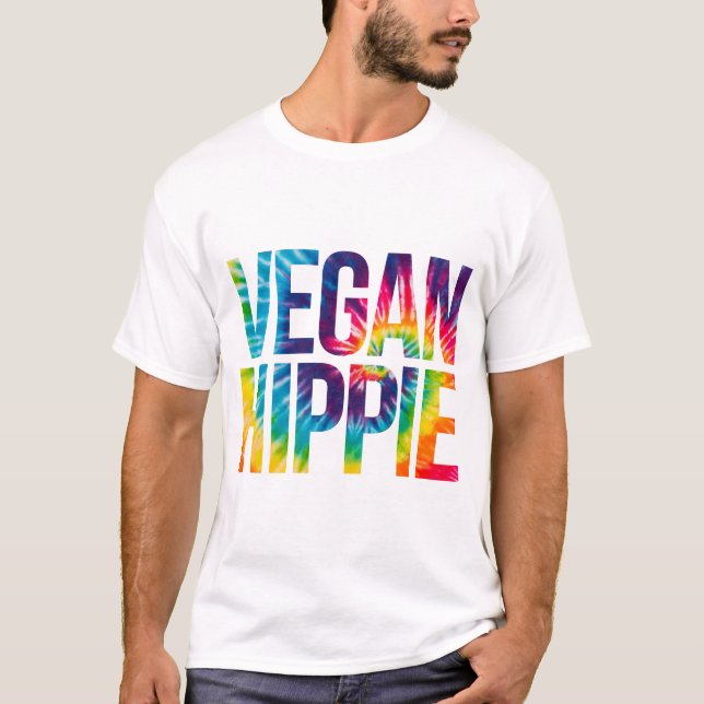 Camiseta Vegan Hippie Tie Dye Funny Hippie Vegan (Frente)