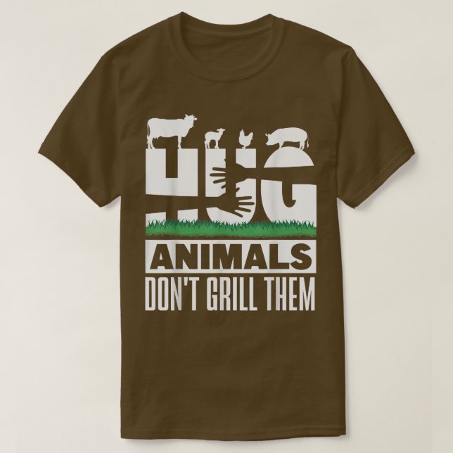 Camiseta Vegan Hug Animals Dont Grill Them Nutrition Vegeta (Frente do Design)